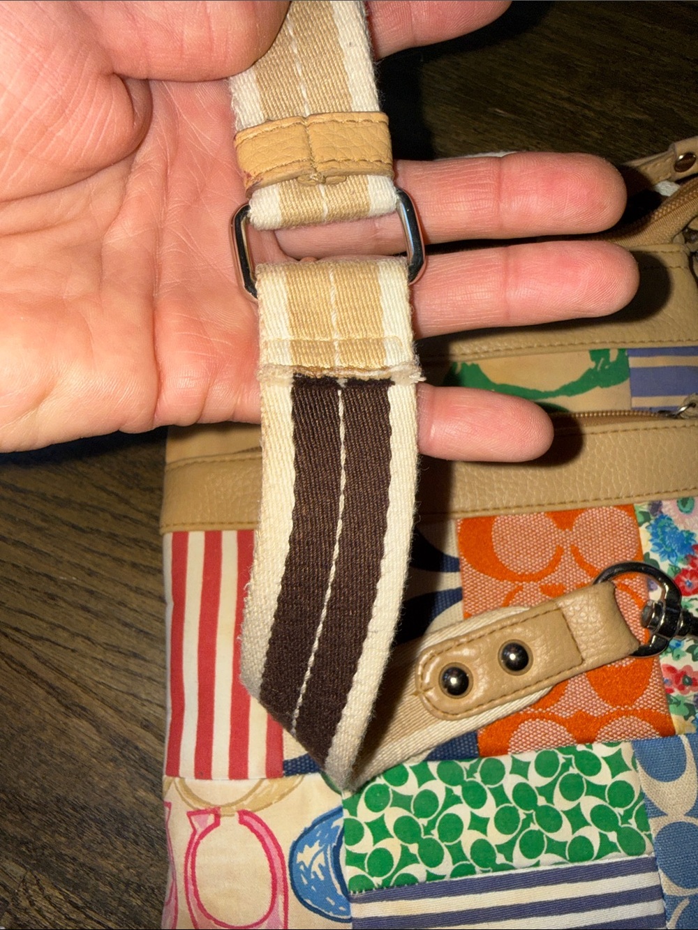 Coach poppy Multicolor Patchwork Crossbody with Tan Leather Trim - Picture 15 of 17